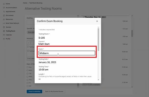 Confirm Exam Booking