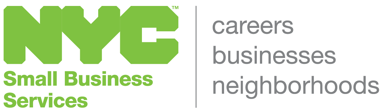 NYC Small Business Services in light green letters on the left, a grey vertical separator, then careers, businesses, neighborhoods in same grey font