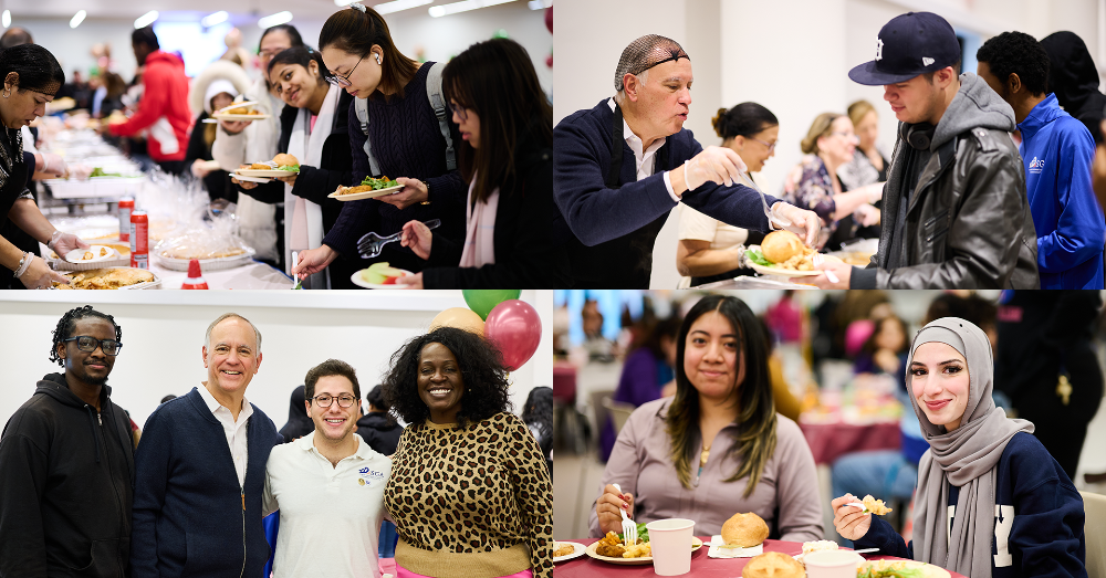 CUNY Chancellor Félix V. Matos Rodríguez joined KCC senior staff to serve students a Thanksgiving meal