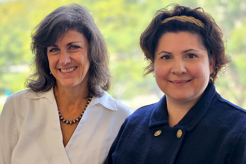 Dr. Laura Spinu, an associate professor of speech science, and Dr. Loretta Brancaccio-Taras, a biology professor 